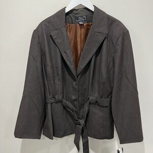 New Platinum By Larry Levine Womens Blazer Brown 24W Office Career Classic